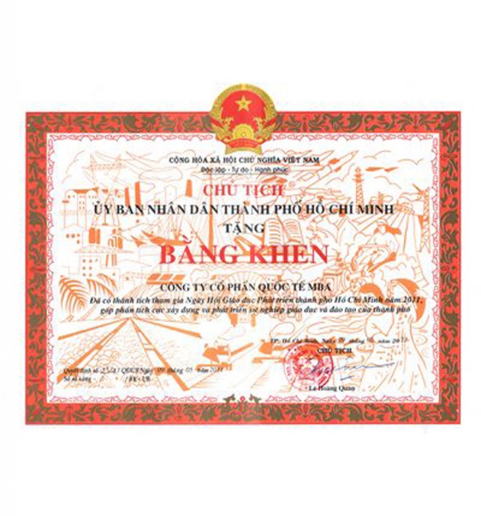 BẰNG KHEN ỦY BAN NHÂN DÂN TPHCM